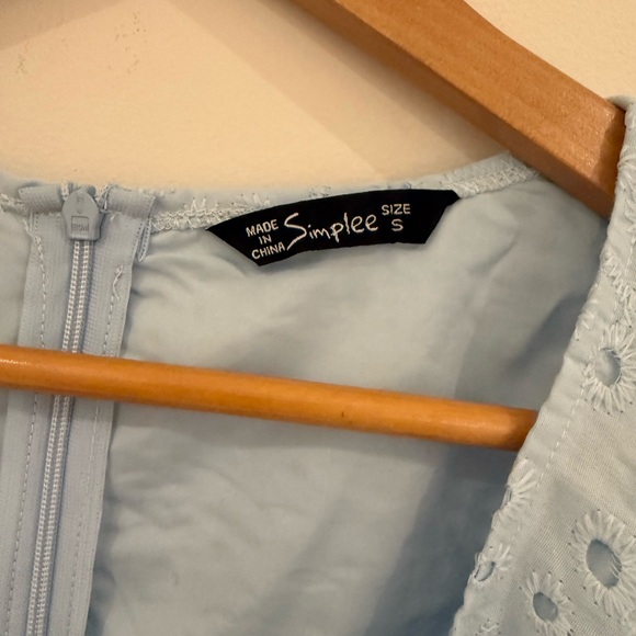 Light Blue Eyelet Ruffle Dress - Picture 3 of 6